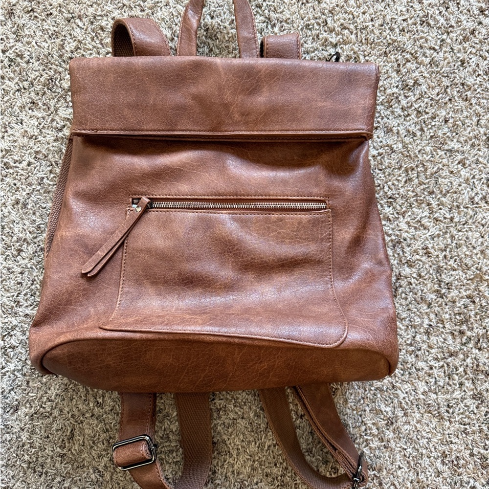 Urban Expressions Brown Vegan Leather Backpack